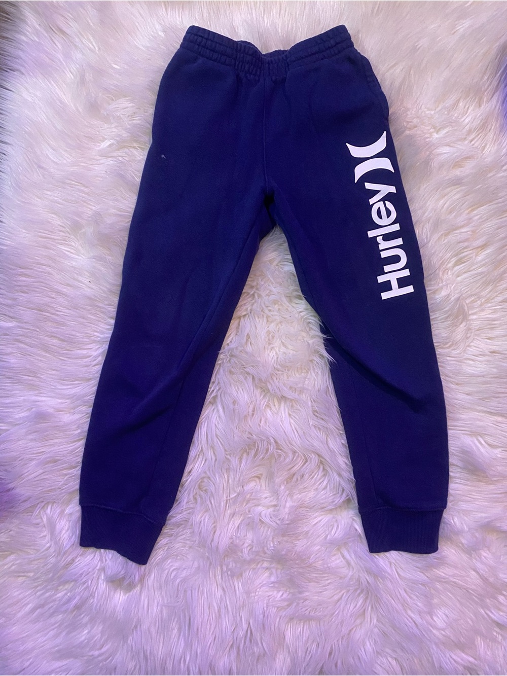 Hurley Navy Blue Jogger Sweatpants with White Side Logo